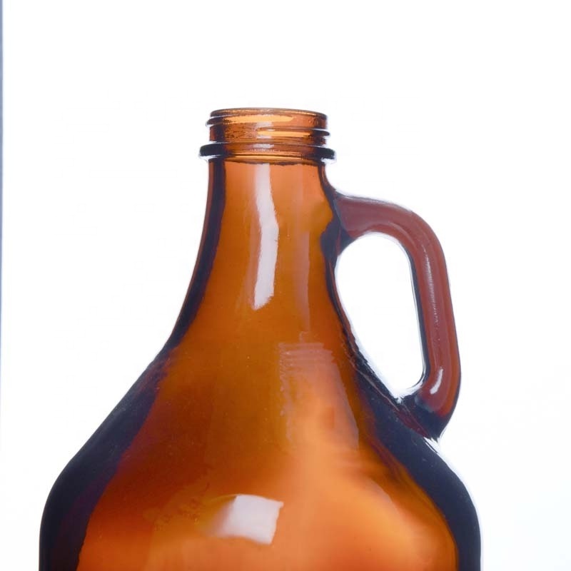 Factory Supplier 1L 2L Amber Empty California Style Beer Growler Glass Wine Bottle with Swing Top and Handle