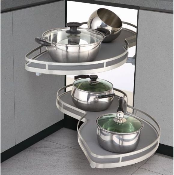 SHEENWAY Kitchen Soft Close Revolving Storage Baskets Swing Tray magic Corner for Cabinet Blind Corner kitchen storage