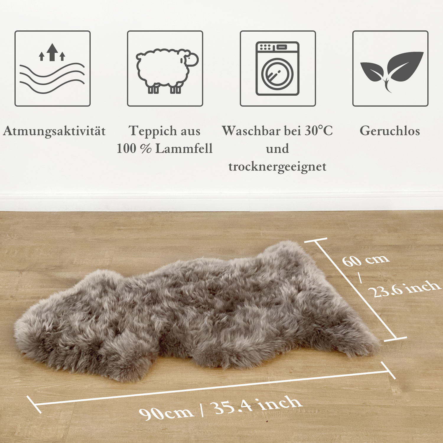 Unique design  fashion beaver color super soft  100% real 60*90 fur sheepskin carpet for sale