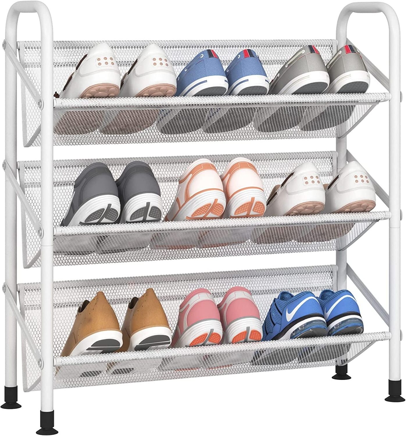 High Quality Multi Layer Metal White Powder coated Shoe Rack Small Shoe Storage Unit Tall Shoe Organizer Shelf for Entryway