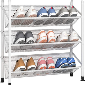 High Quality Multi Layer Metal White Powder coated Shoe Rack Small Shoe Storage Unit Tall Shoe Organizer Shelf for Entryway