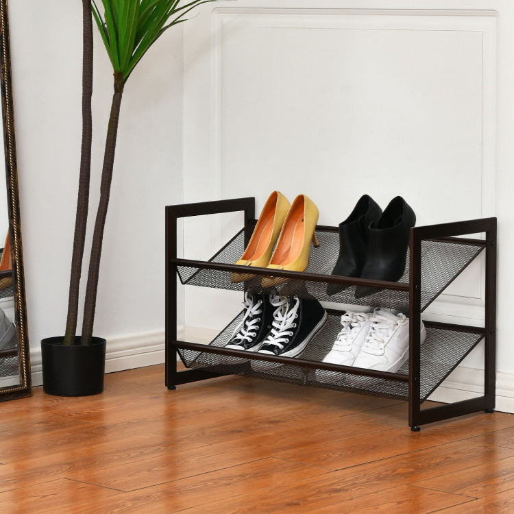 Flat and Slant Metal Shoe Rack for Entryway Neat Corner Spaces Breathable Rack Compact Furniture Sturdy Durable Organizer Rack