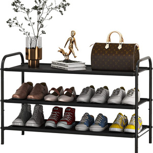 Black Industrial Metal Shoe Organizer Adjustable Rust-Proof Rack for Closet Entryway Hallway Bedroom Storage for Home Use