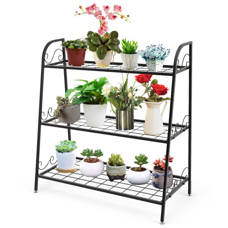 Industrial Metal Shelf Display Rack for Shoes and Plants 2 in 1 Flower Pot Dispenser Durable Spaces Rustic Shoes Collection