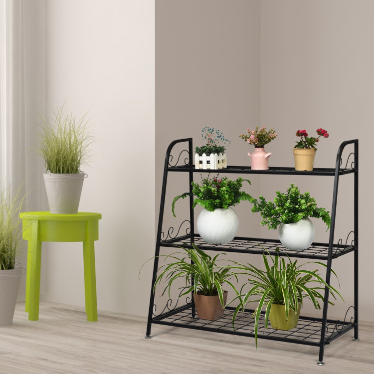 Industrial Metal Shelf Display Rack for Shoes and Plants 2 in 1 Flower Pot Dispenser Durable Spaces Rustic Shoes Collection