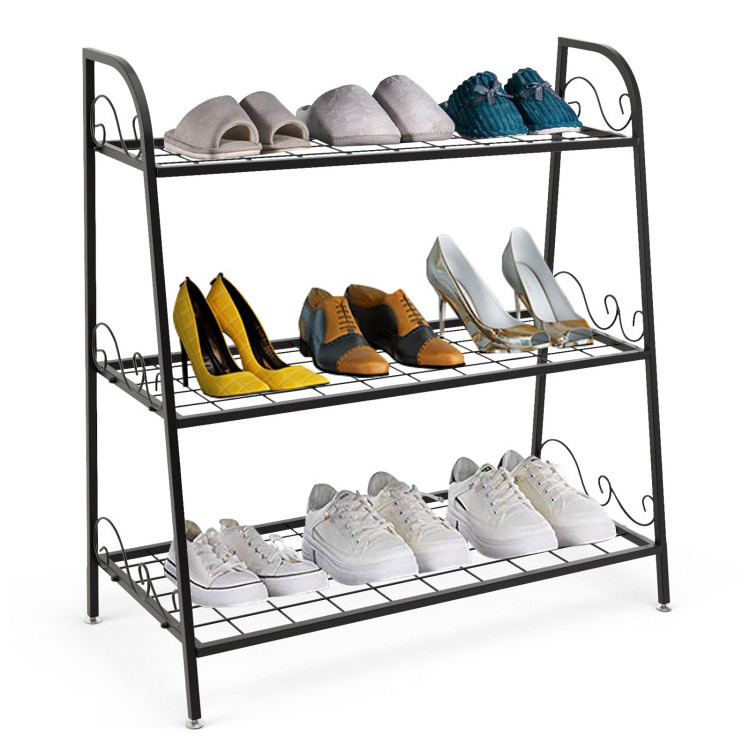 Industrial Metal Shelf Display Rack for Shoes and Plants 2 in 1 Flower Pot Dispenser Durable Spaces Rustic Shoes Collection