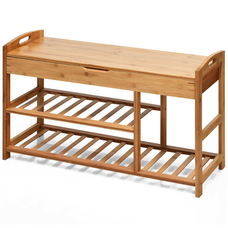 Wooden Shoe Bench Entryway Storage Rack with Openable Seat entryway or mudroom organized and clutter-free Boot Organizer Rack