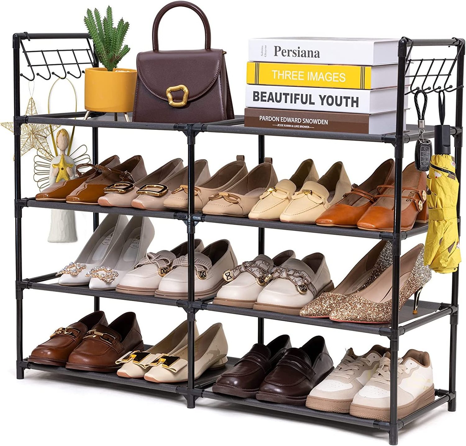 Metal Shoe Rack Shoe Organizer Stand Stackable Large Storage Organizer For Living Rooms And Home shoe racks for home Versatile