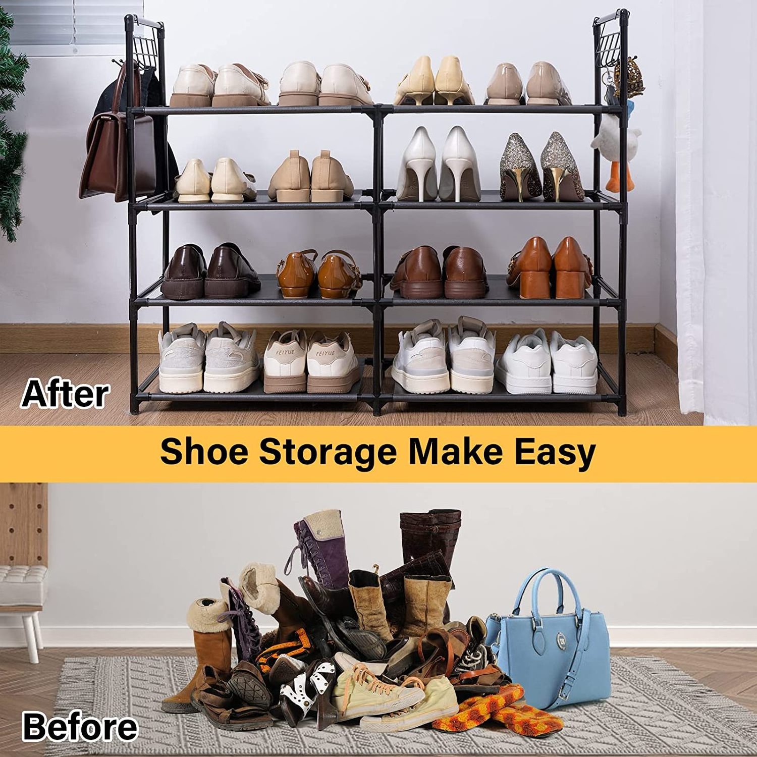 Metal Shoe Rack Shoe Organizer Stand Stackable Large Storage Organizer For Living Rooms And Home shoe racks for home Versatile