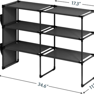 Metal Shoe Rack with Removable Side Pockets Large Storage Organizer for Heels and Shoes Shoe Shelf  for Entryway Bedroom Hallway