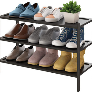 3-Tier Wooden Shoe Rack Premium Stackable Shoe Shelf Storage Organizer for Hallway Closet Living Room Entryway Slipper Organizer