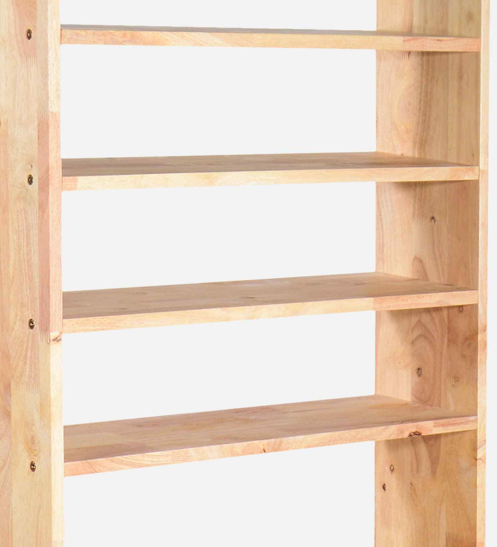 Solid Wood Open Shoe Rack In Natural Finished Storage Unit Tall Shoe Organizer Shelf for Entryway Hallway Closet Dorm Room Space