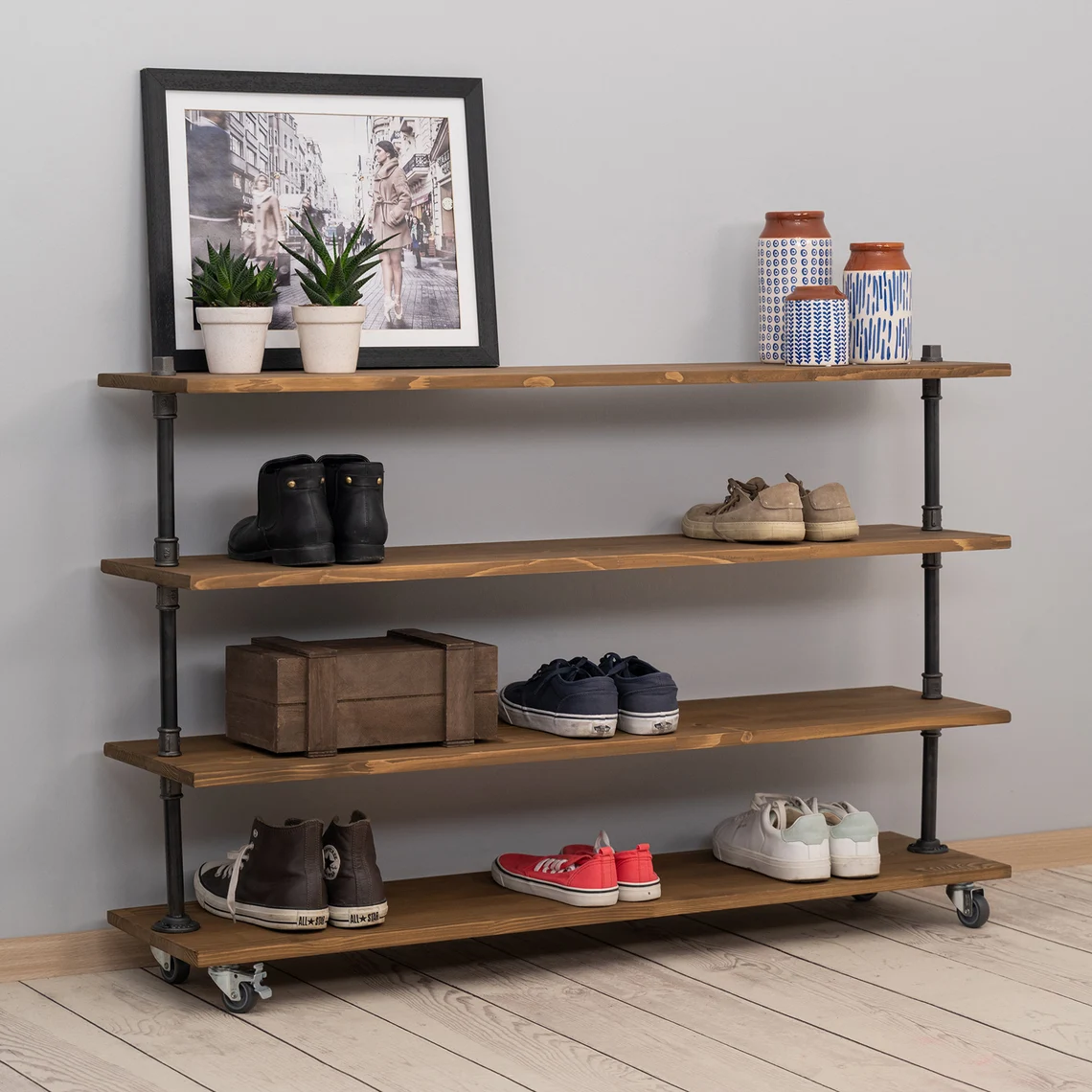 Factory Direct Over The Door Metal Modern Space Saved Household Organizer 4-layer Metal Multifunctional Shoe Storage Shelf Rack