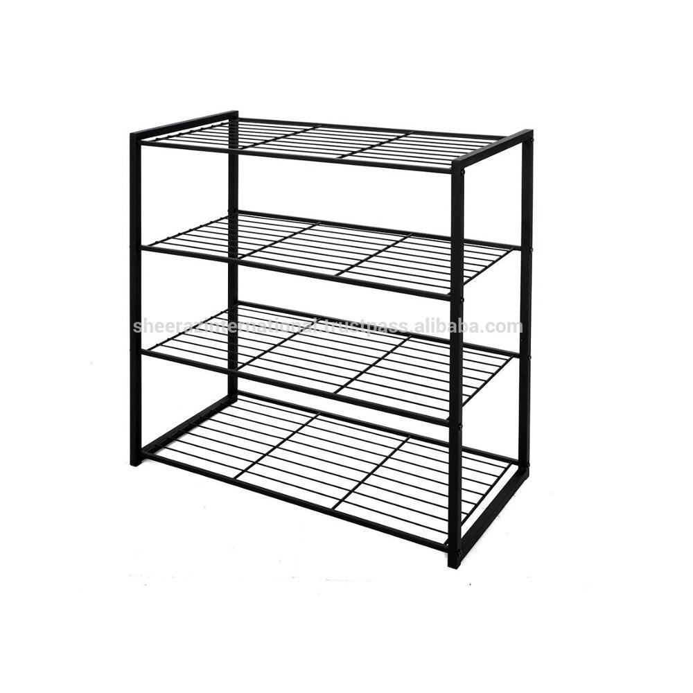 Shoe Rack 4-Tier Metal Shoe Tower 20-Pair Shoe Storage Organizer Unit Entryway Shelf Cabinet with 4 Tiers Durable Metal rack