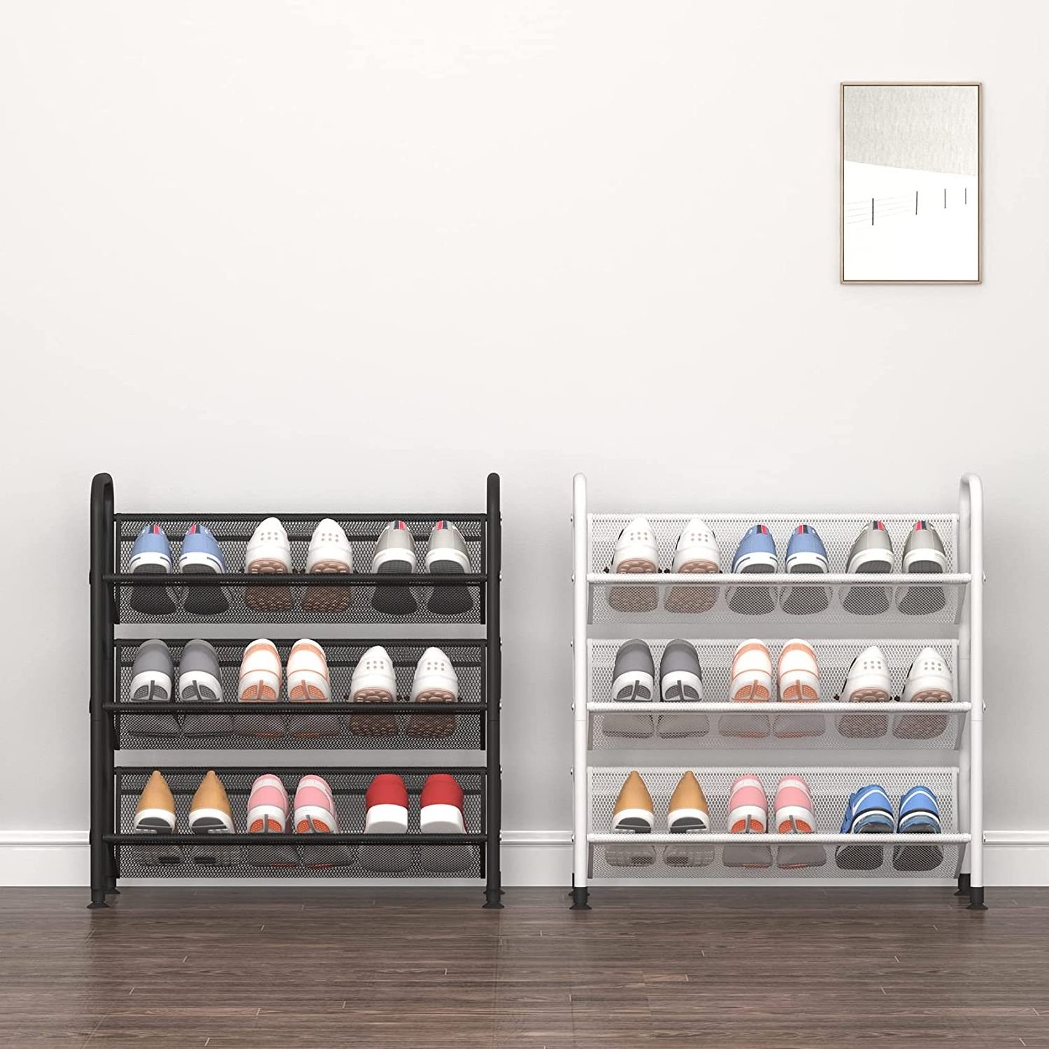 High Quality Multi Layer Metal White Powder coated Shoe Rack Small Shoe Storage Unit Tall Shoe Organizer Shelf for Entryway