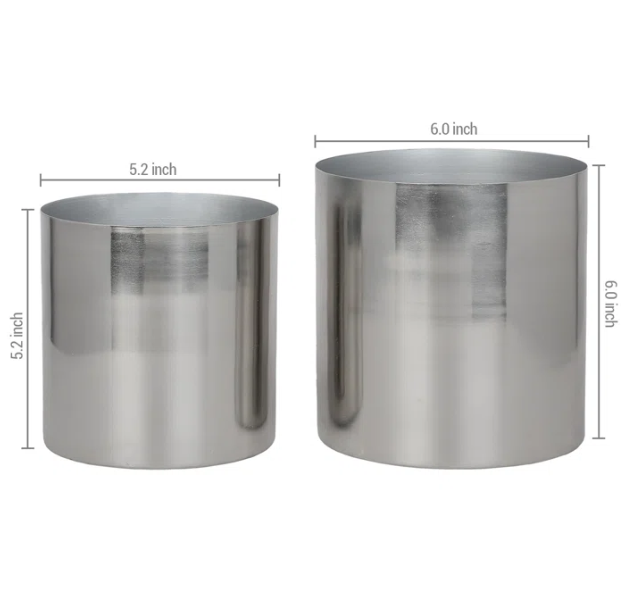 American Plants Cups Stainless Steel Planters Set Of Two Garden Supplies Indoor and Outdoor metal Planters Hot Sale Custom Pots