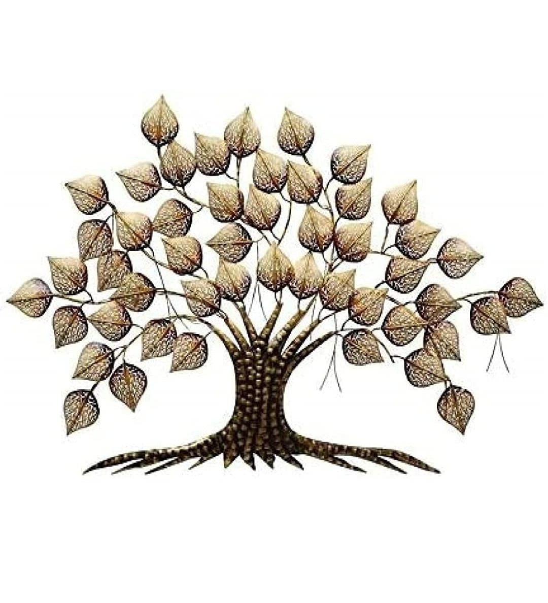 Metal Tree With Lighting leaves Golden Iron 3D Hanging Sculpture Metal Wall Decor for Living Rooms With Yellow Shade lighting