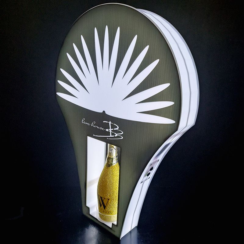 Custom Acrylic Plastic Sign leafy grass shape hennessy beer wine VIP LED Bottle Presenter display letters For Night club