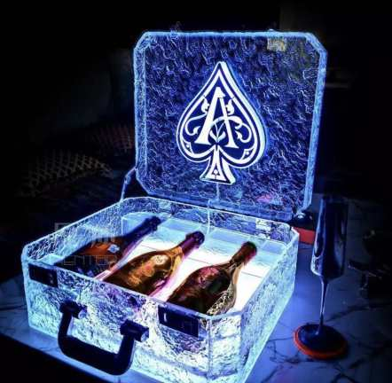 OEM Acrylic case with combination lock carry case with LED light display case 3 bottles rechargeable wine box