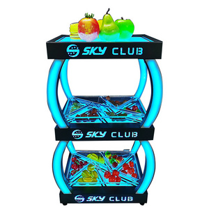 Custom Logo 3 Tier LED Fruit Bar KTV Party Snack Metal Luminous Lighting Acrylic Vegetable LED Serving Tray For Night Club