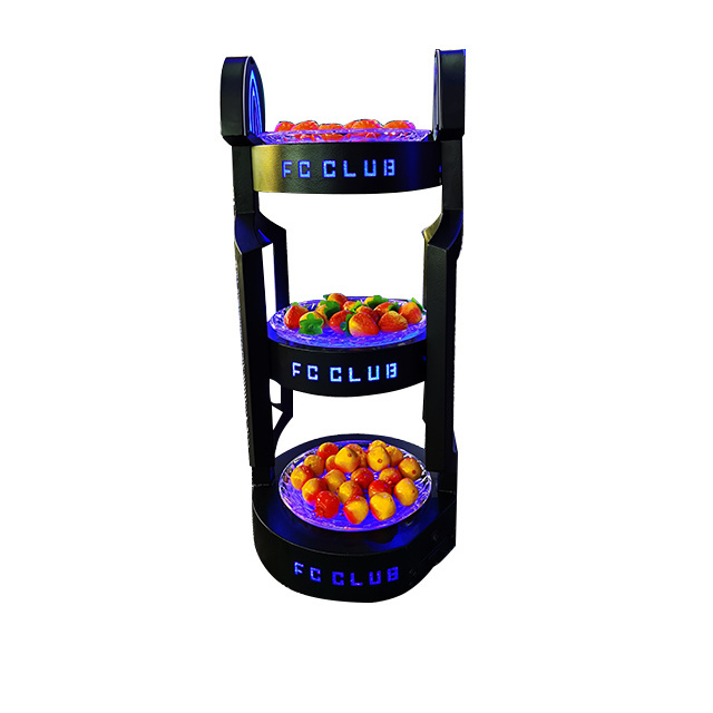 Custom Logo 3 Tier LED Fruit Bar KTV Party Snack Metal Luminous Lighting Acrylic Vegetable LED Serving Tray For Night Club