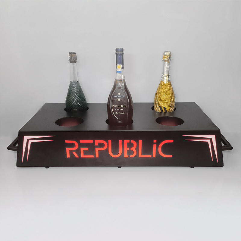 Rechargeable LED VIP Service Molded 6 Bottle Presenter Custom logo Display for Night Club Nightlife Party