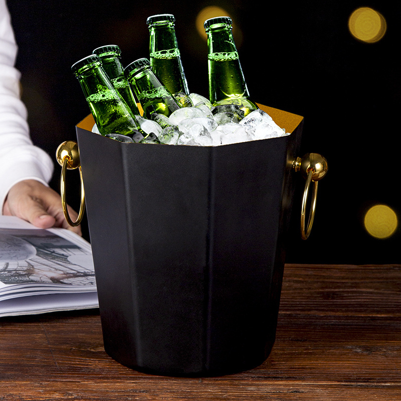 large round 5L metal Galvanized ice Bucket metal beer bucket with bottle opener night club stainless steel ice bucket