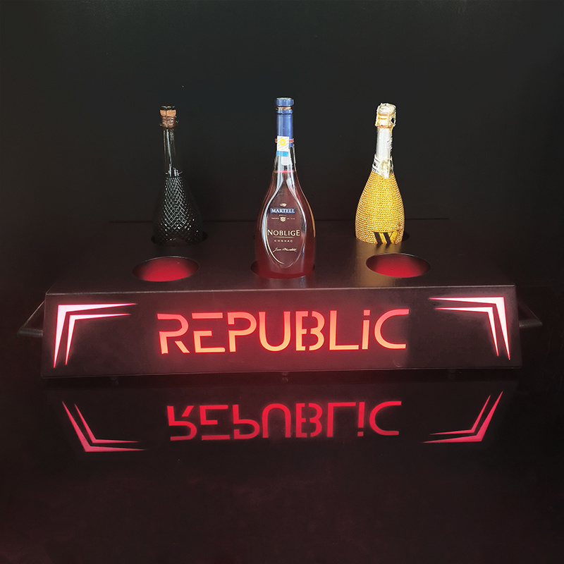 Rechargeable LED VIP Service Molded 6 Bottle Presenter Custom logo Display for Night Club Nightlife Party