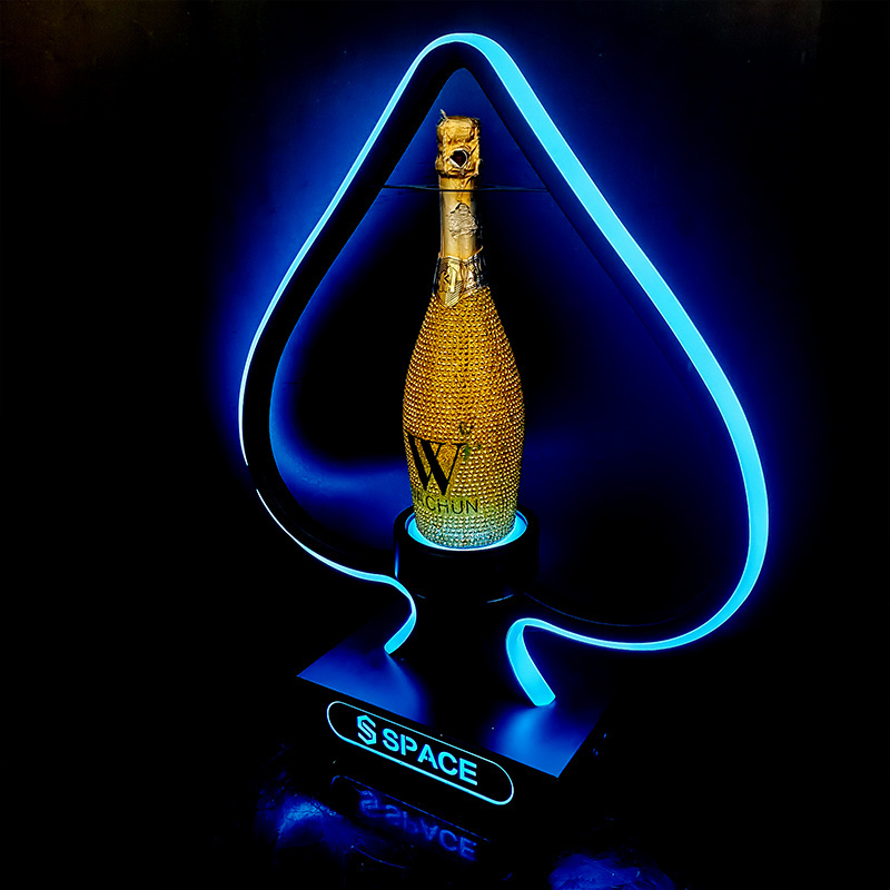 Hot Custom Retail Metal Wine Bottle Glorified Led Lighting Display Stands for bar Nightclub