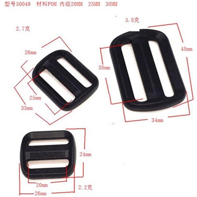 High Quality Adjustable Durable Plastic Tri-glid Plastic Strap Webbing Adjuster Tri-glide Connect Buckle for Backpack School Bag