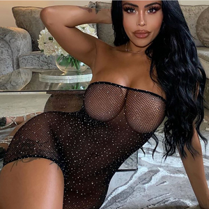 sexy fishnet leaf dress exotic bling rhinestone beach body stocking for women lingerie