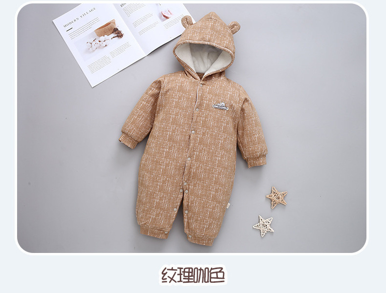 2019 new hot selling onesie models quilted thick hooded  outfit winter clothes newborn baby rompers for girl