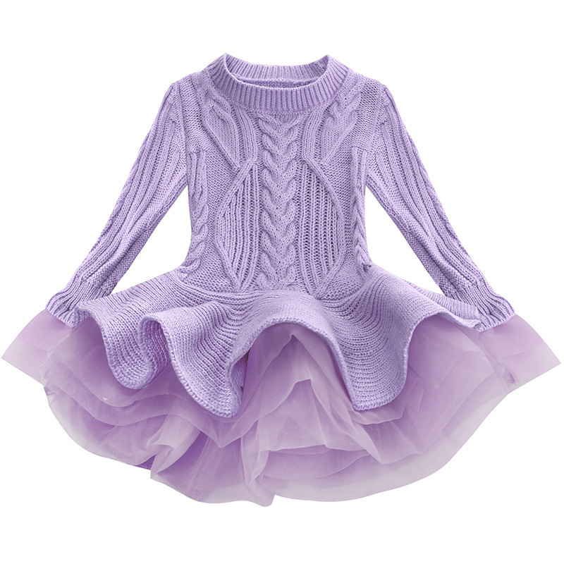 2019 organza long sleeve princess tutu sweater baby girls party dresses for Children's autumn/winter