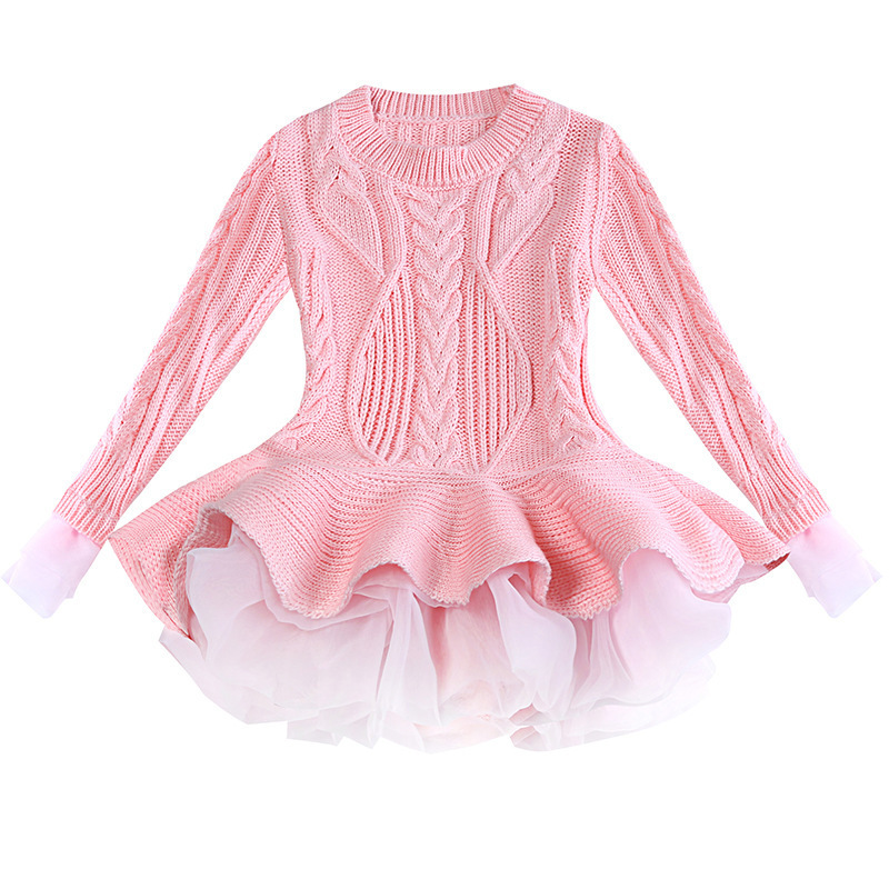 2019 organza long sleeve princess tutu sweater baby girls party dresses for Children's autumn/winter