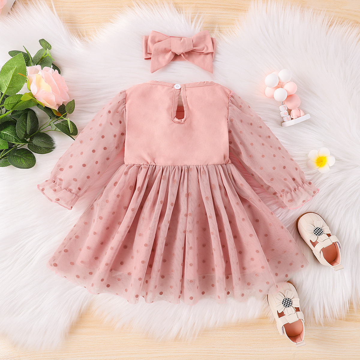 2022 New Summer Cute Fashion unique Infant Kids Dresses Tulle Lace Pink Polka Dot Princess Baby Girls Dress