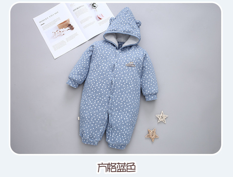 2019 new hot selling onesie models quilted thick hooded  outfit winter clothes newborn baby rompers for girl