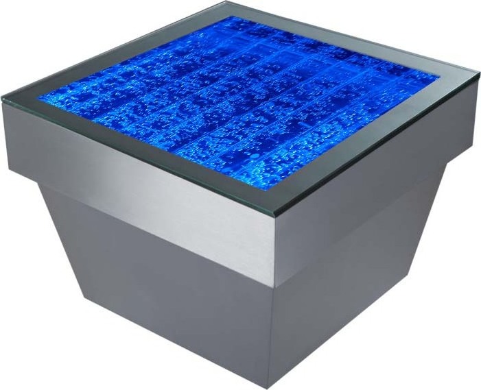 China water bubble coffee table in acrylic and stainless steel with led light