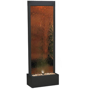 72" height Floor-standing waterfall with bronze mirror glass panel hotel and hall waterfall decoration water wall room divider