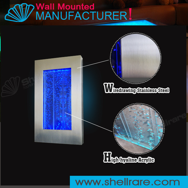 wall hanging mounted bubble water wall panel with changeable led light room divider