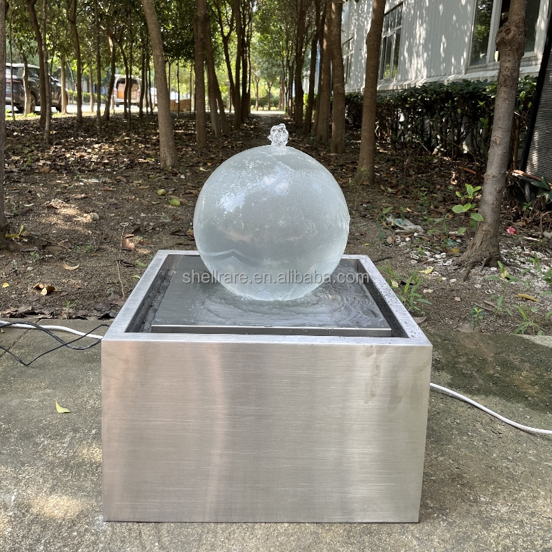 Custom Outdoor Garden Art Decor Stainless Steel Acrylic Ball Waterfall Fountain