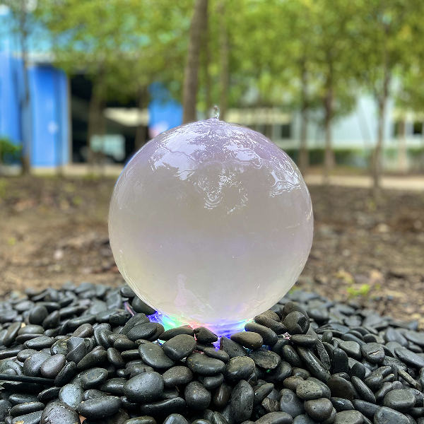 Factory new design acrylic hollow sphere ball water fountain glass ball waterfall with RGB led light for garden decoration