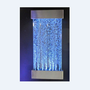 wall hanging mounted stainless steel water bubble wall panel , led waterfall feature room divider