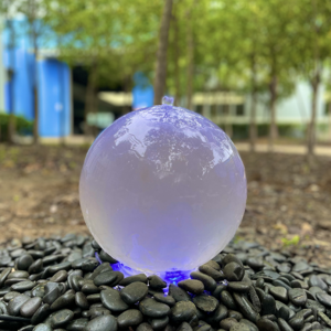 Factory new design acrylic hollow sphere ball water fountain glass ball waterfall with RGB led light for garden decoration