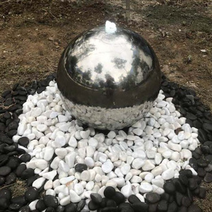 Stainless steel hollow sphere ball water fountain waterfall with led light for garden decoration