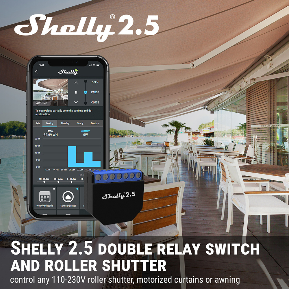 Shelly 2.5 Wifi Smart Wall Switch for 120V US Socket Smart Home Retrofit Roombanker Switch