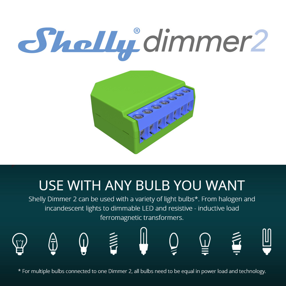 Shelly Dimmer 2 Mini Smart Home DIY Light Dimmer Switch EU Standard Smart Wifi Switch Without Neutral Wire