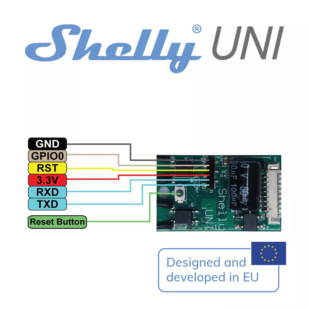 Shelly UNI Power Metering Switch Control Intelligent Wifi Operated Implant Low Consumption Smart Relay Switch