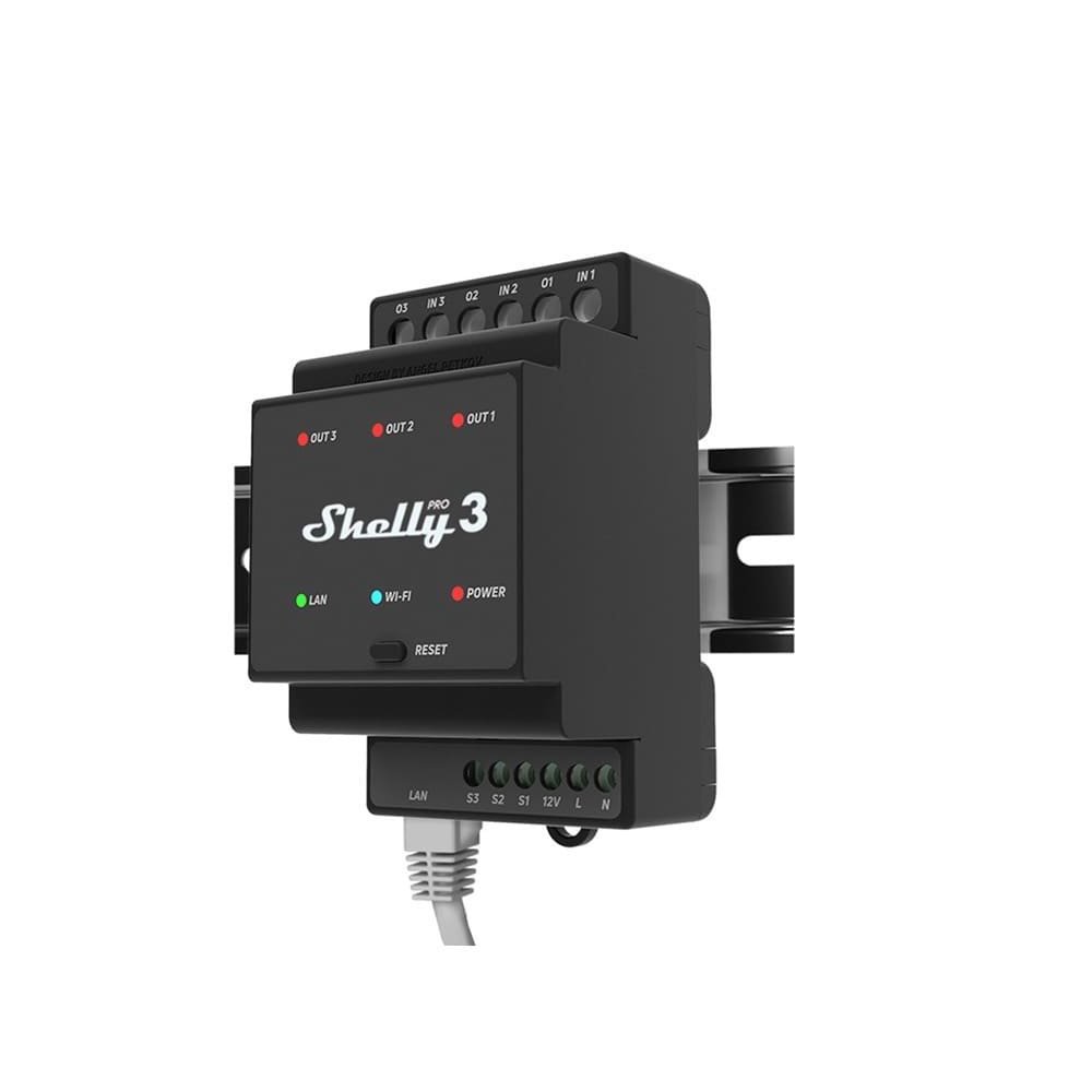 Shelly Pro 3 smart DIN rail relay switch with Wifi Remote Control and Timer for home/office applications