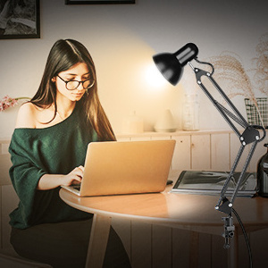 Metal Desk Lamp Adjustable Swing Arm Table Lamp with Base Study Desk Lamps