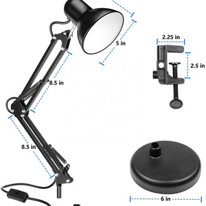 Metal Desk Lamp Adjustable Swing Arm Table Lamp with Base Study Desk Lamps